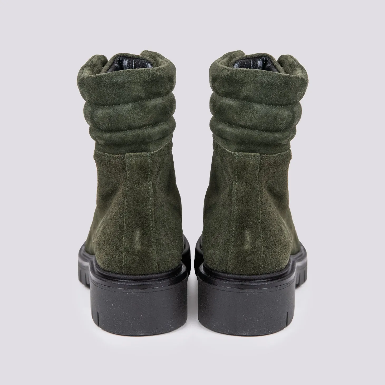 SCARPONCINO ALTO CON ALLACCIO TREKKING IN CAMOSCIO VERDE MILITARE