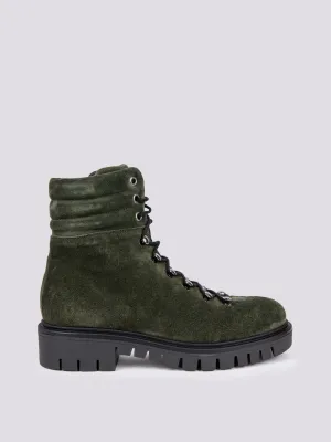 SCARPONCINO ALTO CON ALLACCIO TREKKING IN CAMOSCIO VERDE MILITARE