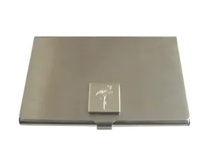 Silver Toned Etched Flamingo Bird Business Card Holder