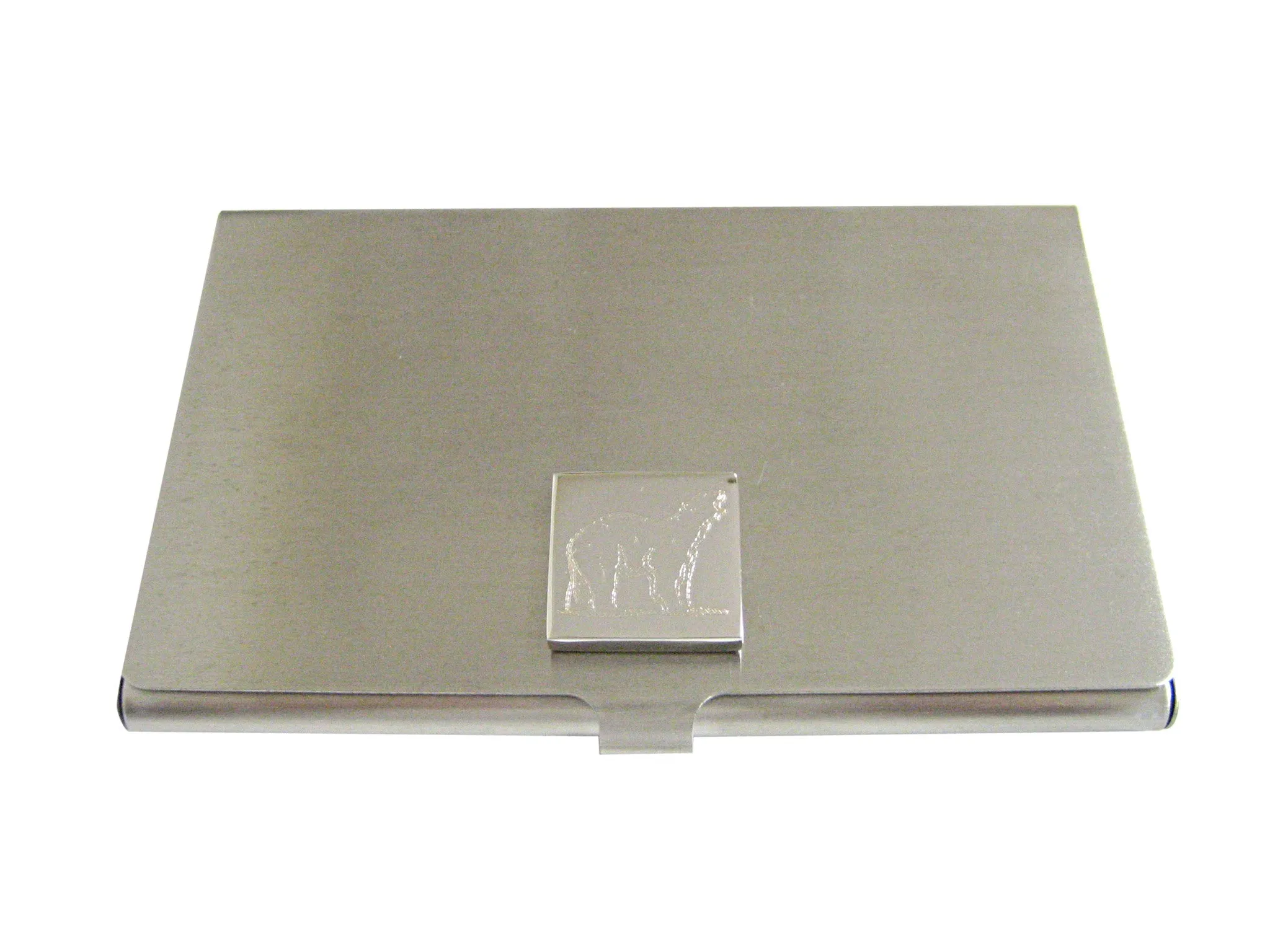 Silver Toned Etched Polar Bear Business Card Holder