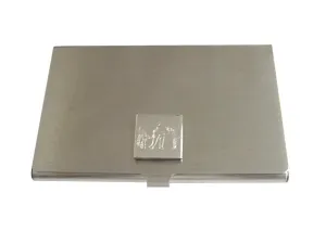 Silver Toned Etched Right Facing Elephant Business Card Holder