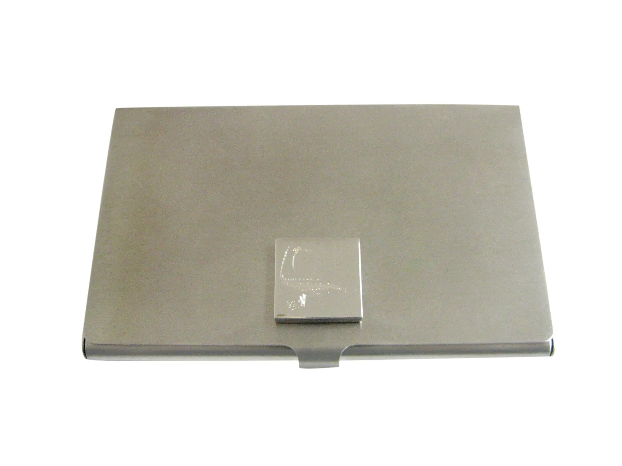 Silver Toned Etched Seagull Bird Business Card Holder