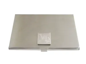 Silver Toned Etched Tortoise Business Card Holder