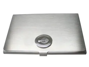 Silver Toned Oval Etched Flounder Halibut Flatfish Business Card Holder