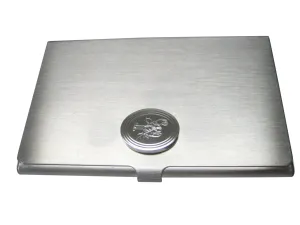 Silver Toned Oval Etched Lobster Business Card Holder