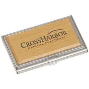 Silver/Wood Business Card Holder