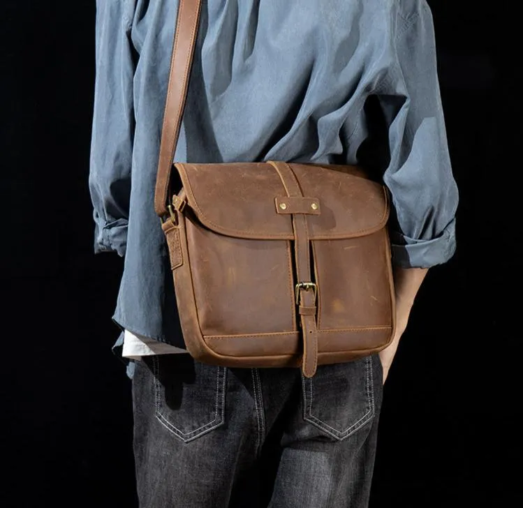 Sleek & Stylish Genuine Leather Crossbody Shoulder Bag for Men