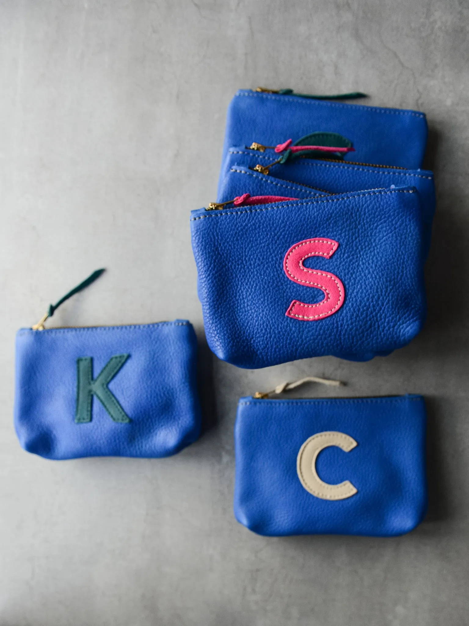SMALL INITIAL POUCH - COLBALT BLUE