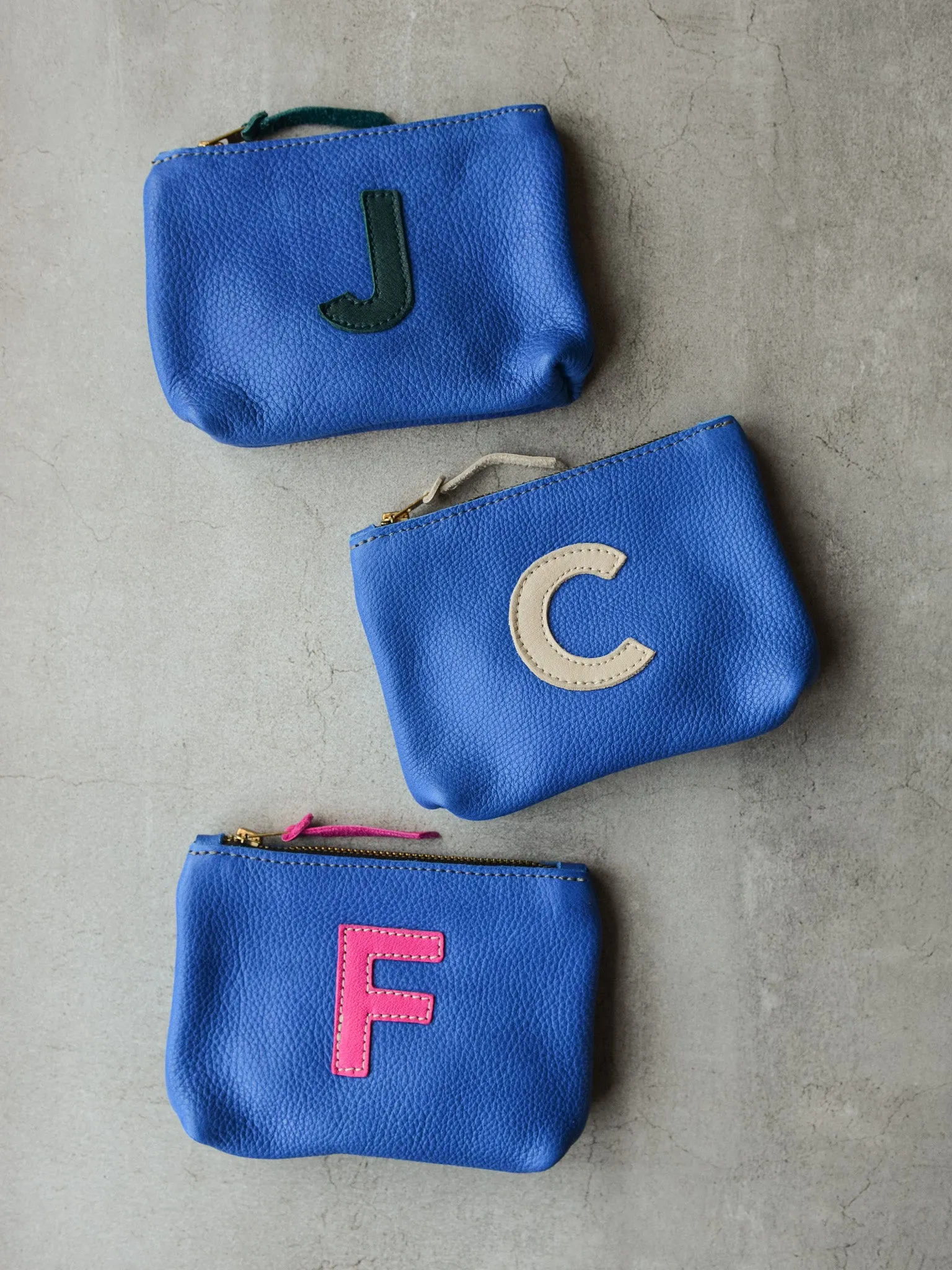 SMALL INITIAL POUCH - COLBALT BLUE