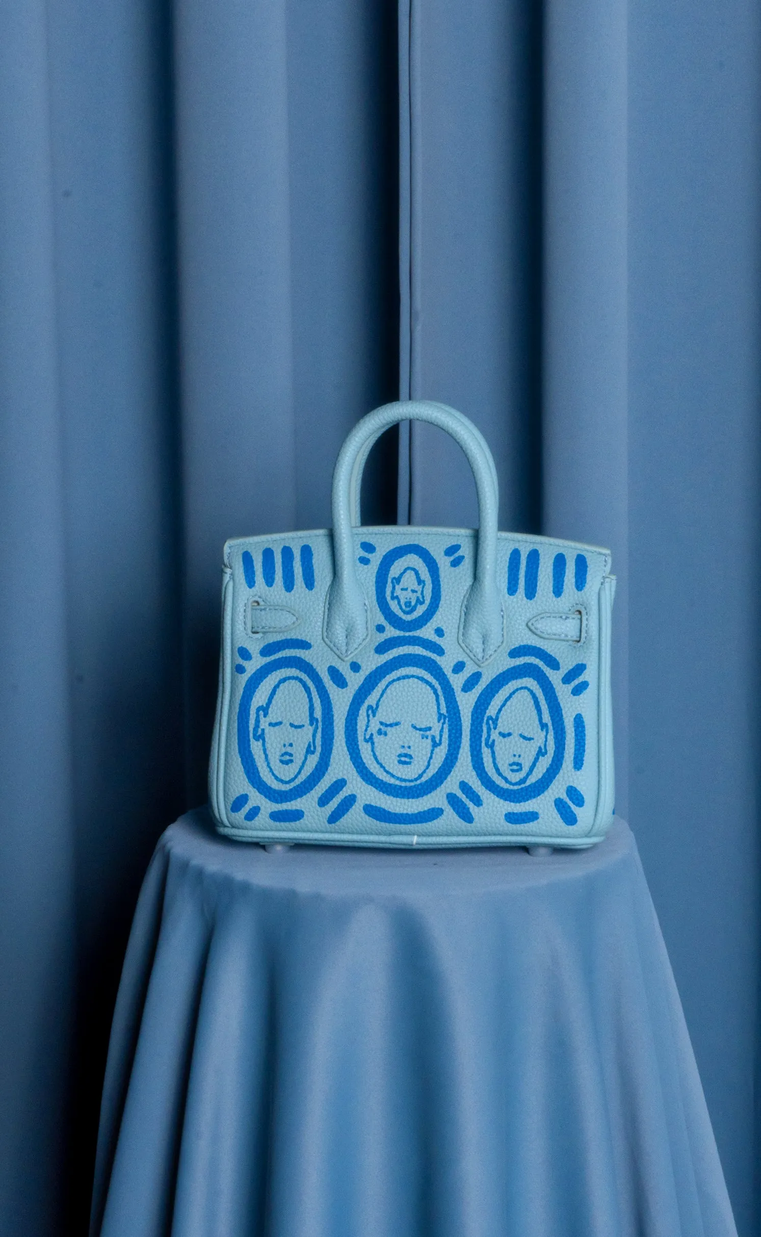 Small Painted Leather Tote, 8x4x6
