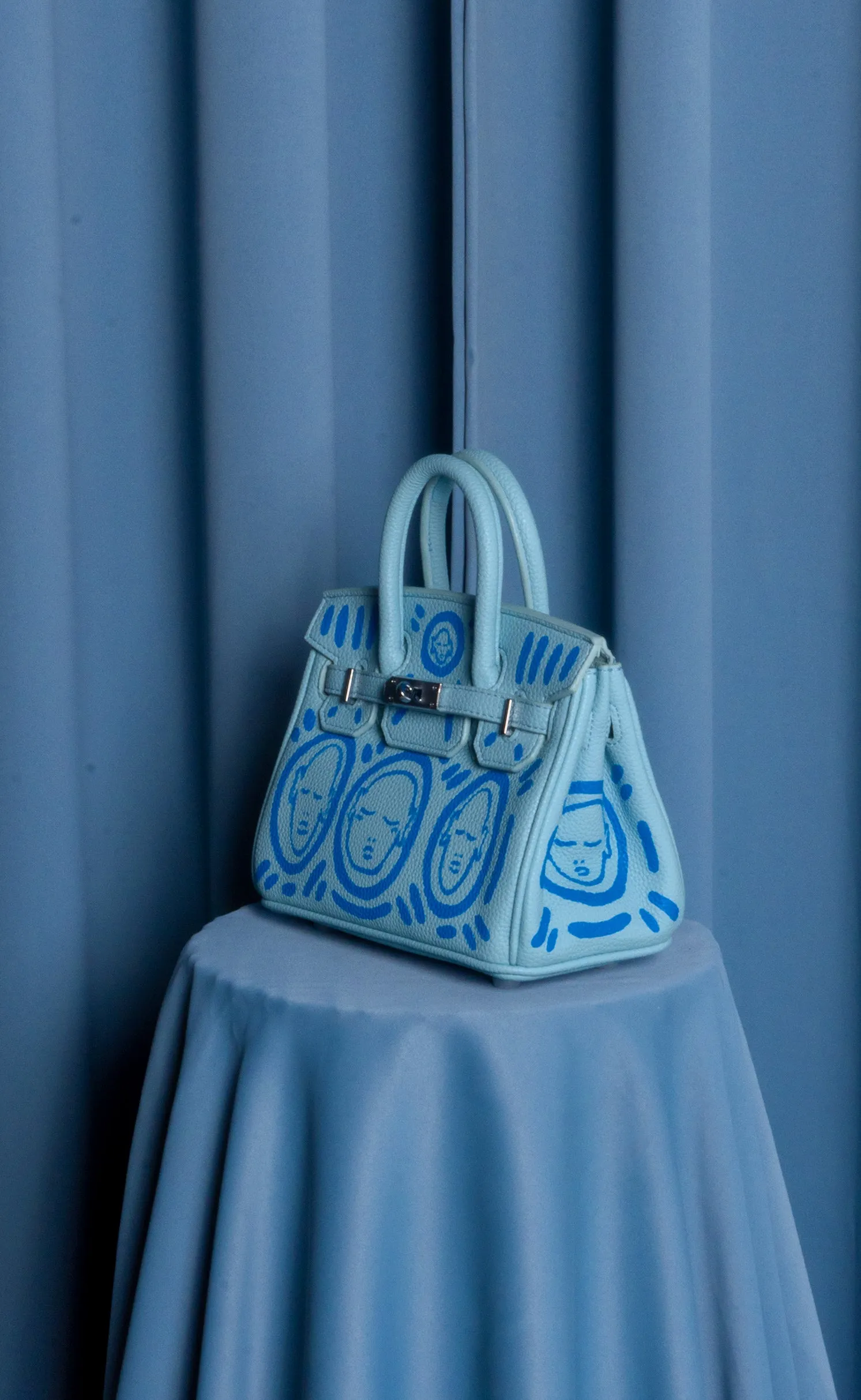 Small Painted Leather Tote, 8x4x6