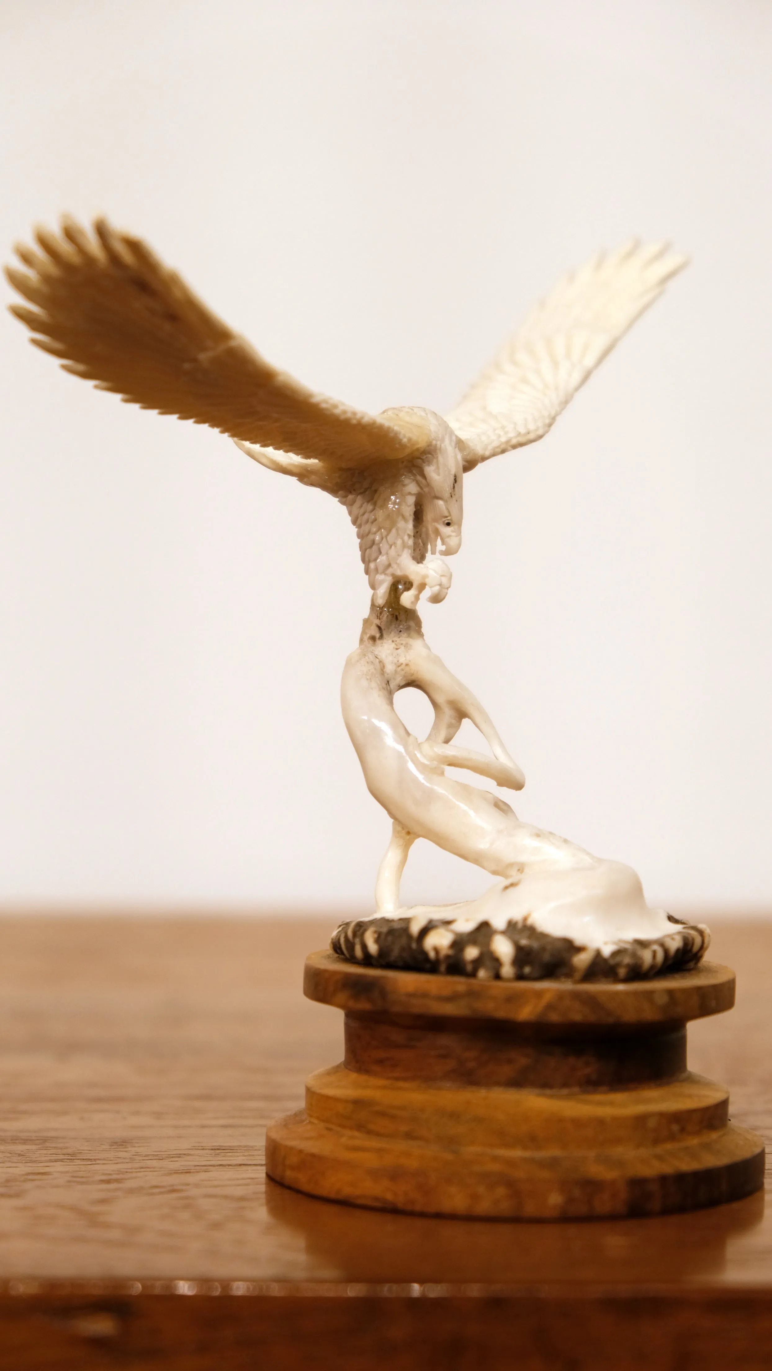 SOARING EAGLE CARVED FROM ANTLER