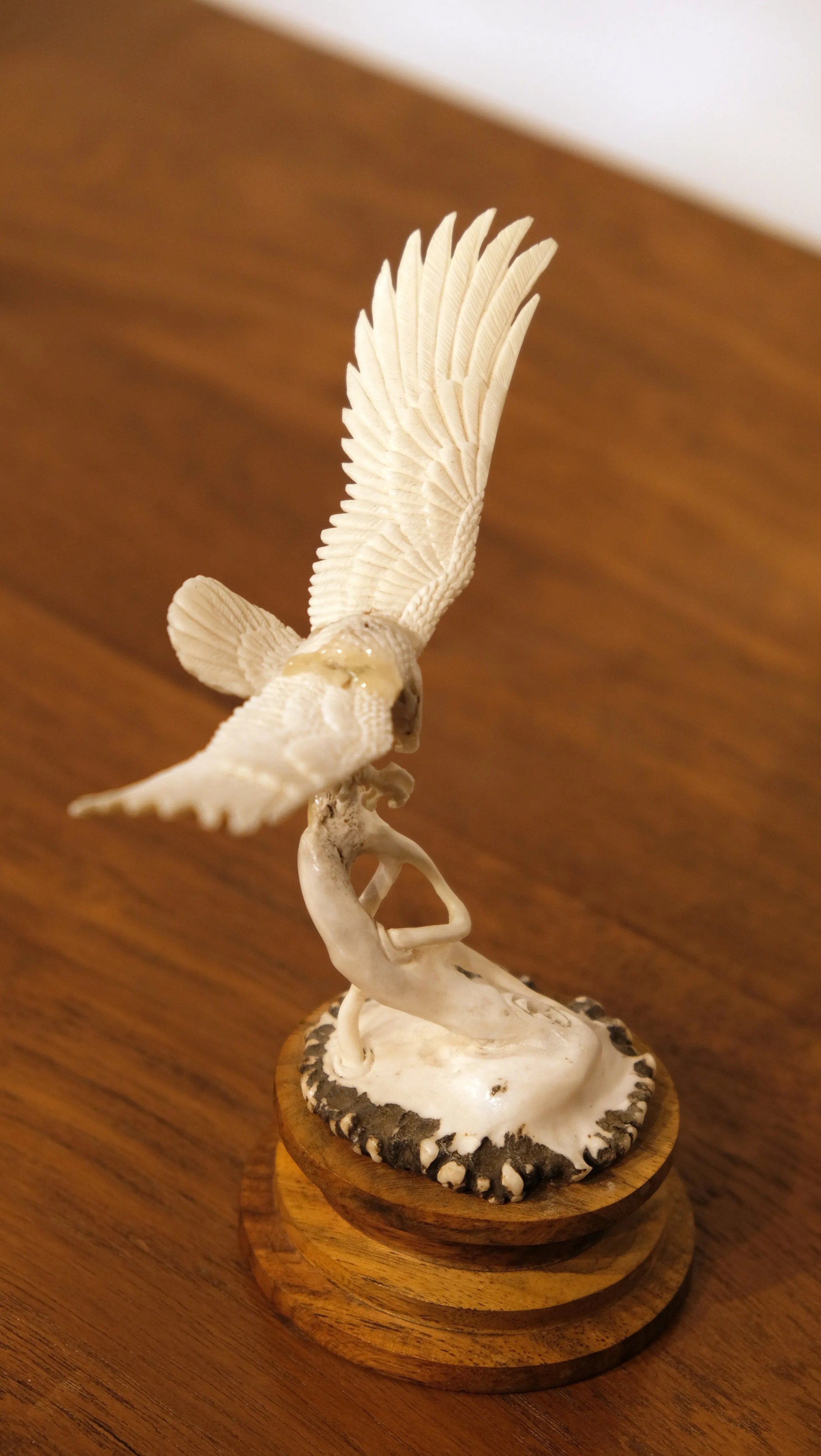 SOARING EAGLE CARVED FROM ANTLER
