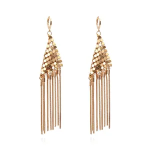 Solid Hollow Out Tassel Design Drop Earrings