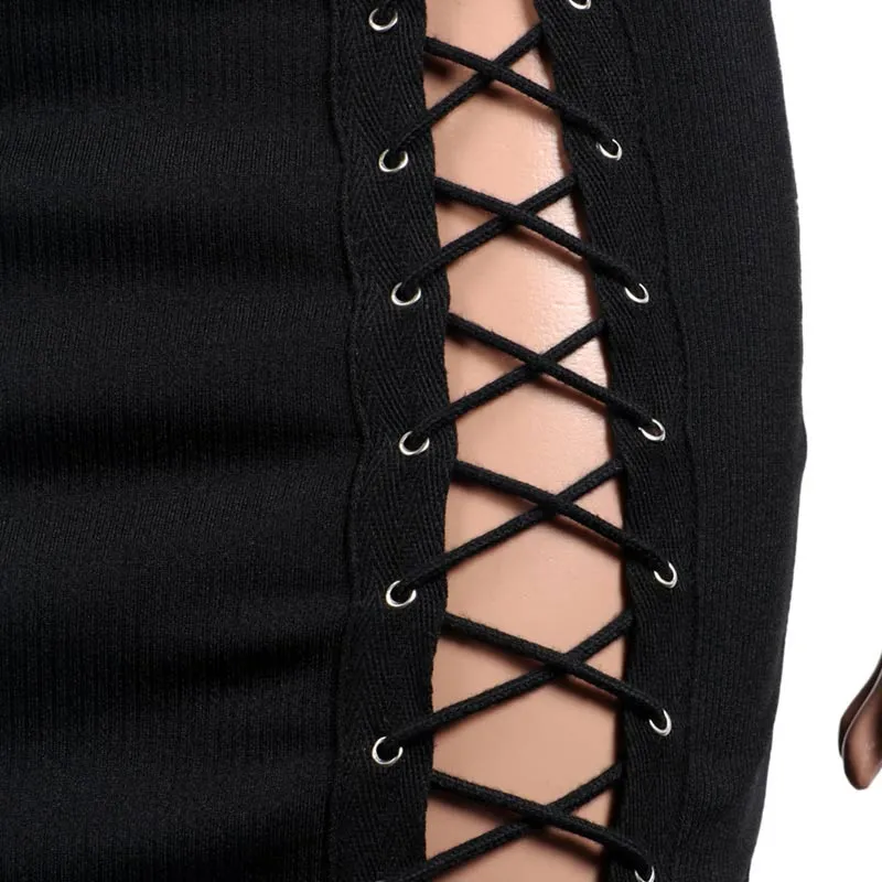Solid V-Neck Sleeveless Hollow Out Lace Up Maxi Dress