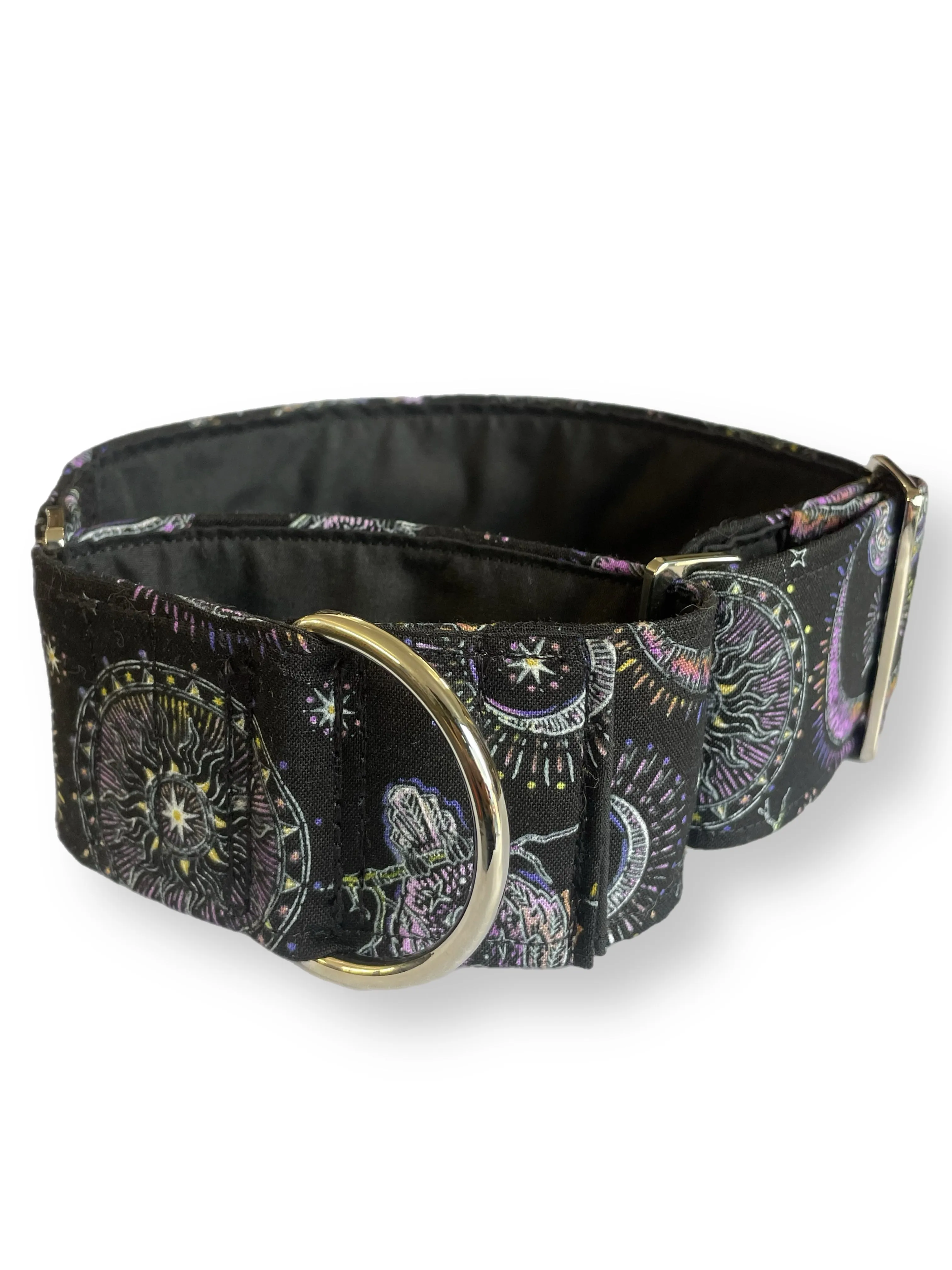 Spellbound enchanting magical sorcery greyhound design  Martingale collar cotton covered 50mm width super soft