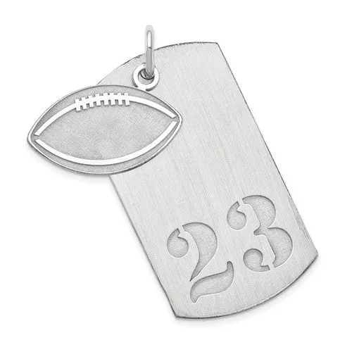 Sterling Silver Number 2-Piece Football Dogtag Pendant