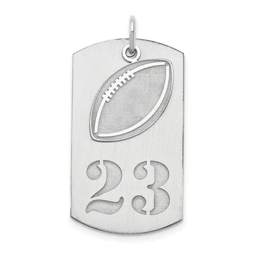 Sterling Silver Number 2-Piece Football Dogtag Pendant