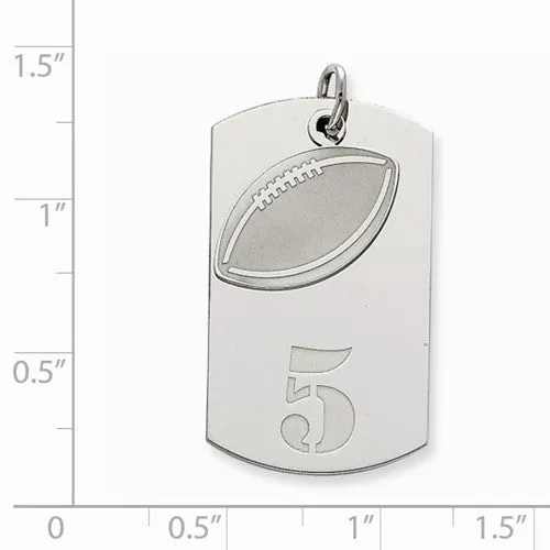 Sterling Silver Number 2-Piece Football Dogtag Pendant