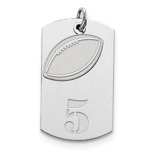 Sterling Silver Number 2-Piece Football Dogtag Pendant