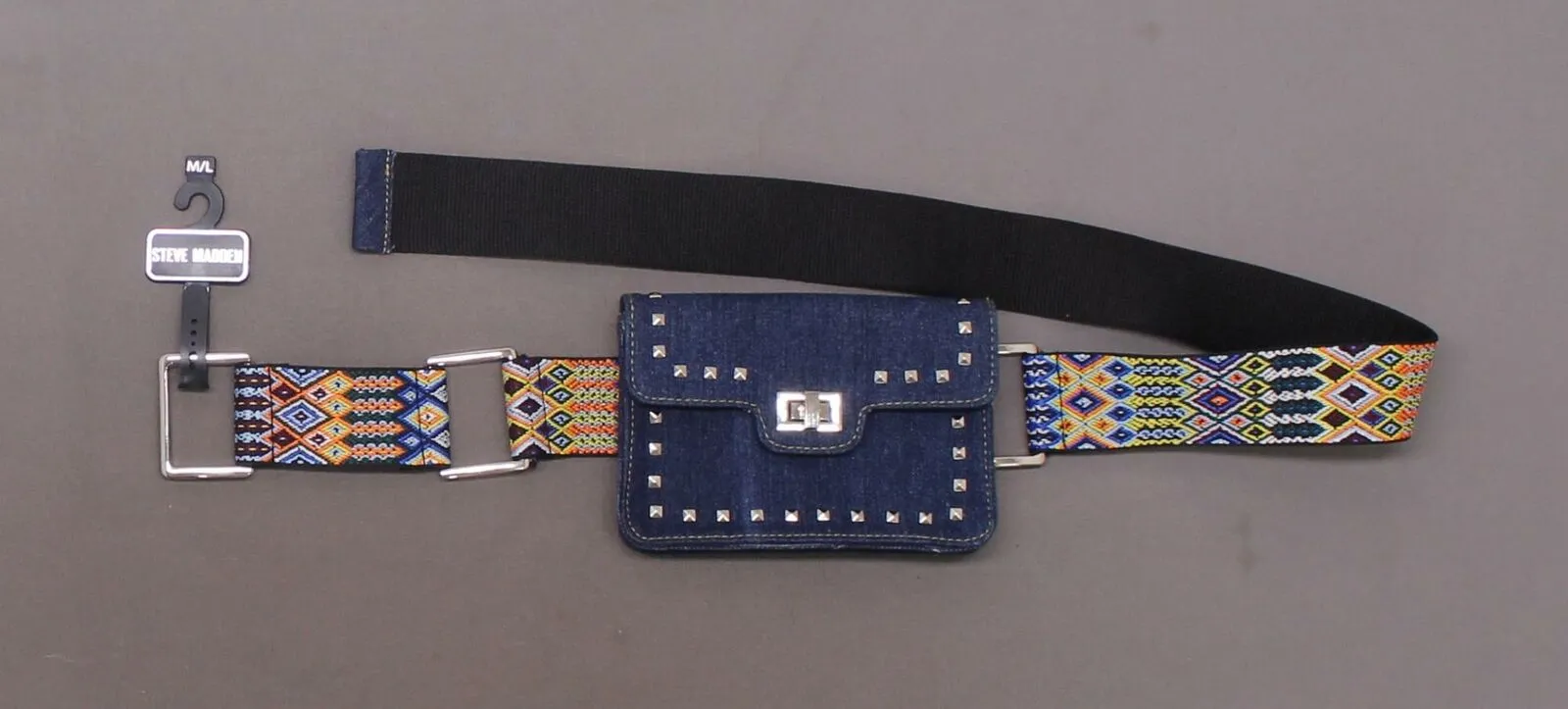 Steve Madden Women's Embroidered Guitar Strap Belt Bag M/L