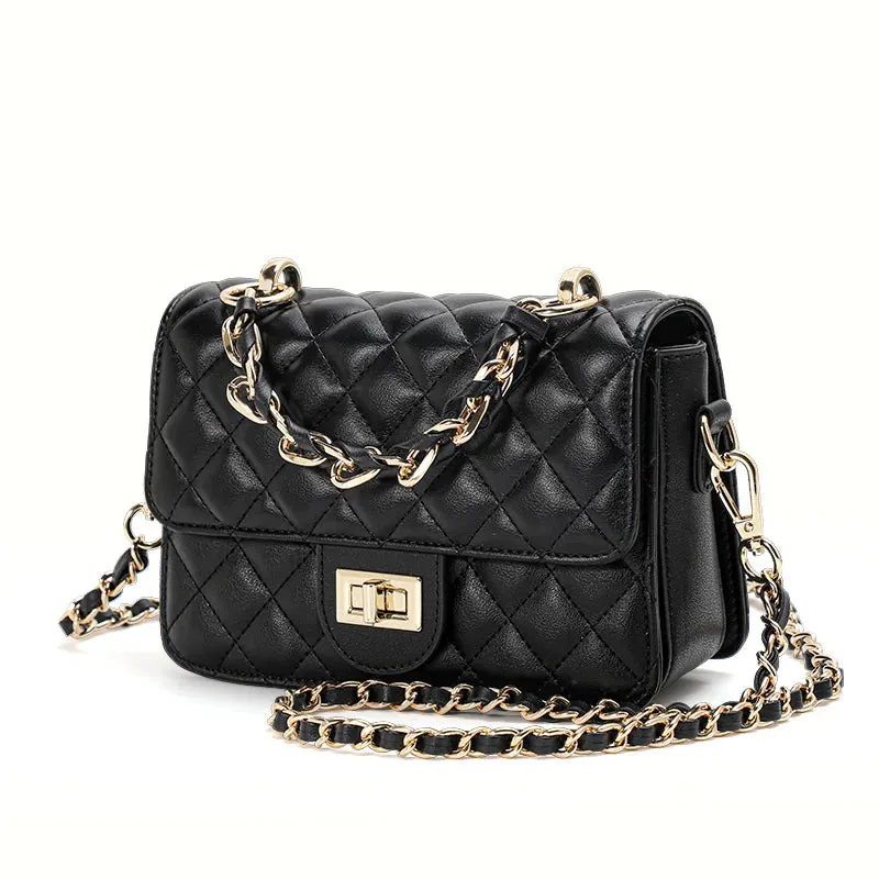 Stylish One Shoulder Crossbody Bag with Diamond Grid Design
