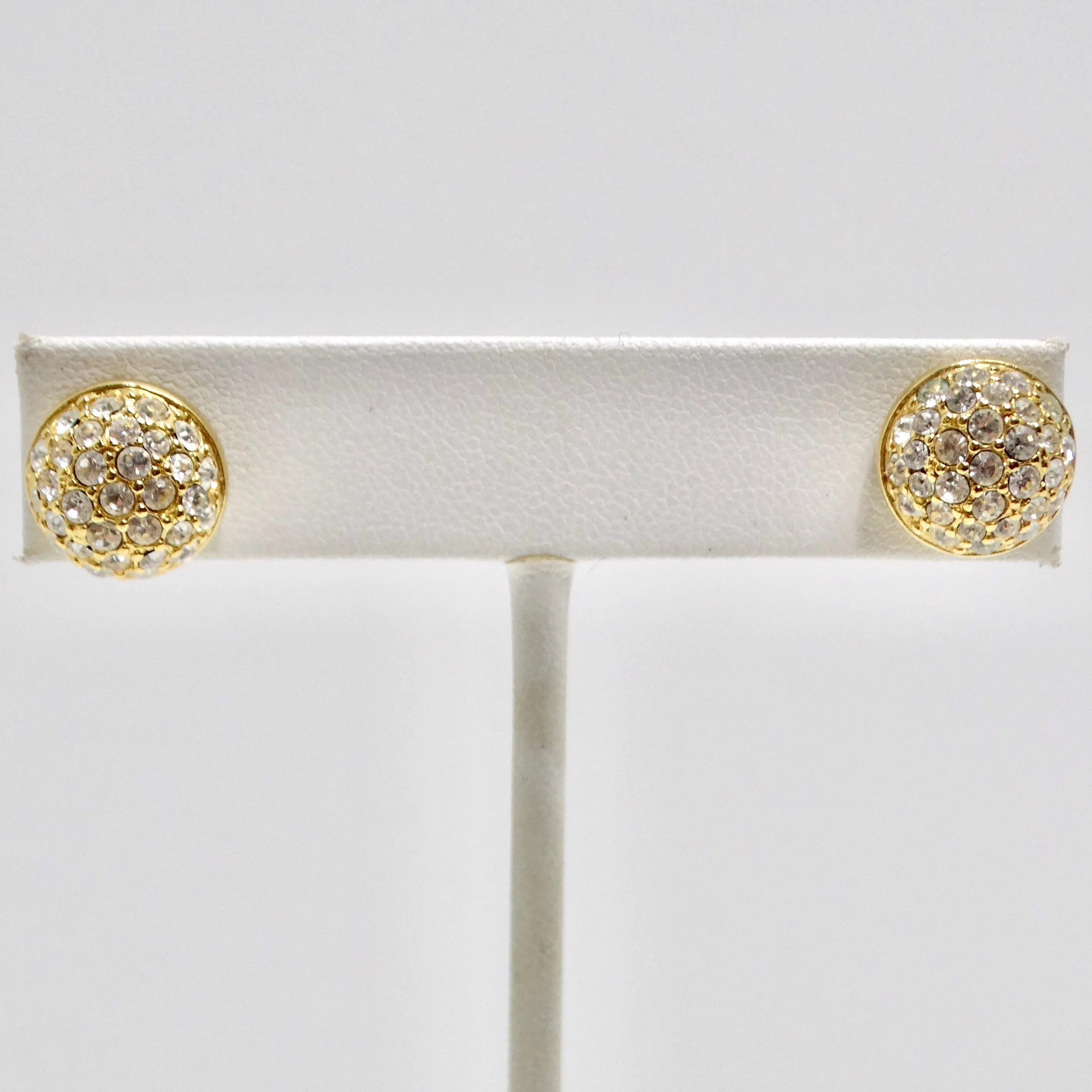 Swarovski Vintage 18K Gold Plated Rhinestone Stud Earrings