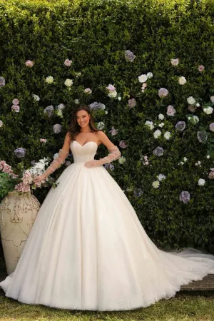 Sweetheart Long A-line Princess Glitter Sleeveless Lace Bridal Wear Long