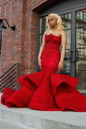 Sweetheart Mermaid Evening Prom Party Gowns Sleeveless