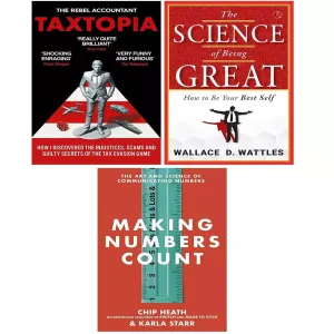 Taxtopia, Science of Being Great, Making Numbers Count Chip Heath[Hardcover] 3 Books Set