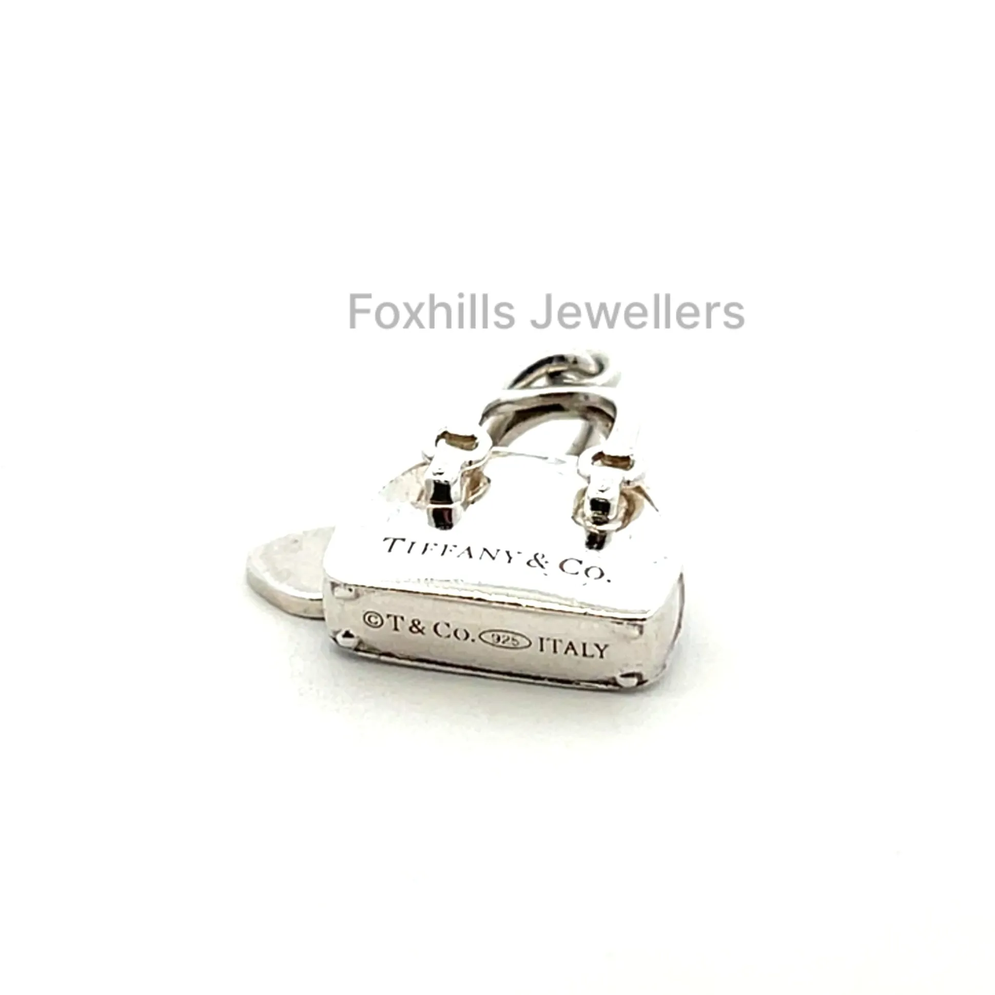 Tiffany & Co Sterling Silver & Blue Enamel Heart Handbag Bag Charm