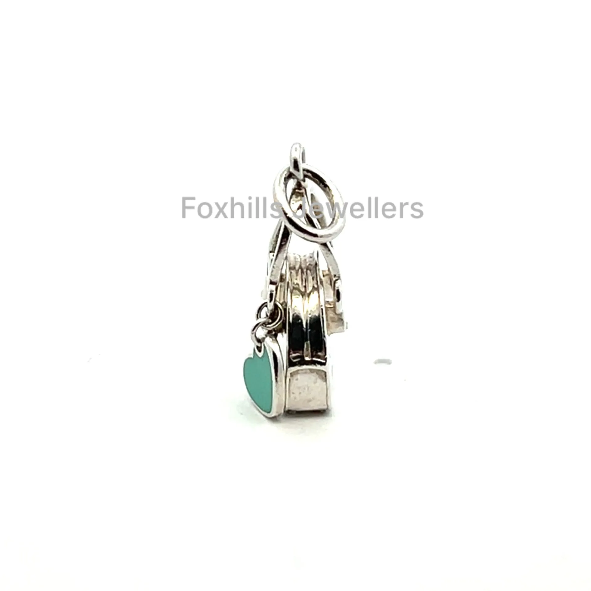 Tiffany & Co Sterling Silver & Blue Enamel Heart Handbag Bag Charm