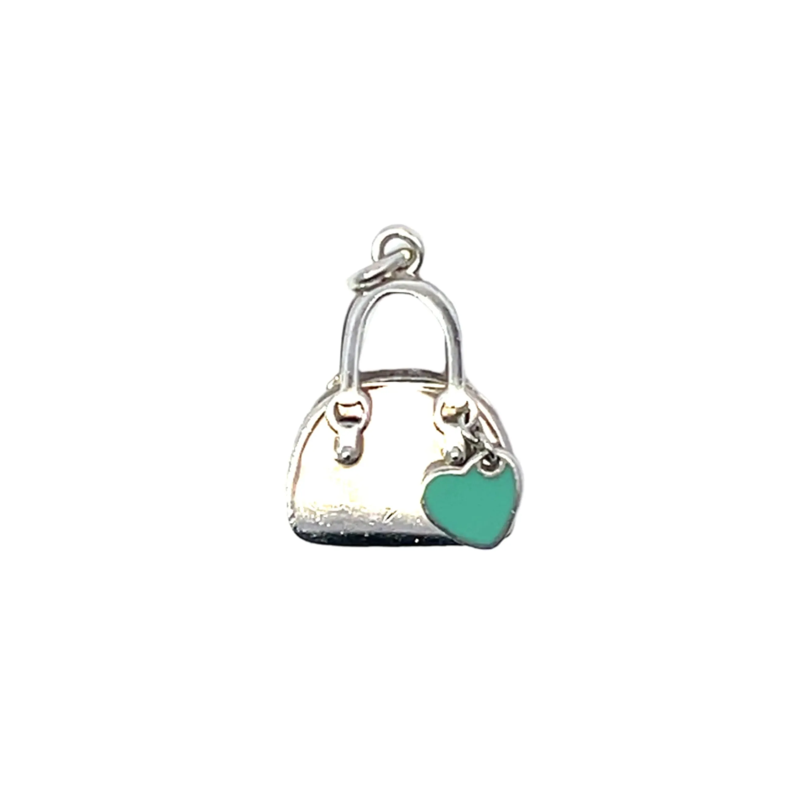 Tiffany & Co Sterling Silver & Blue Enamel Heart Handbag Bag Charm