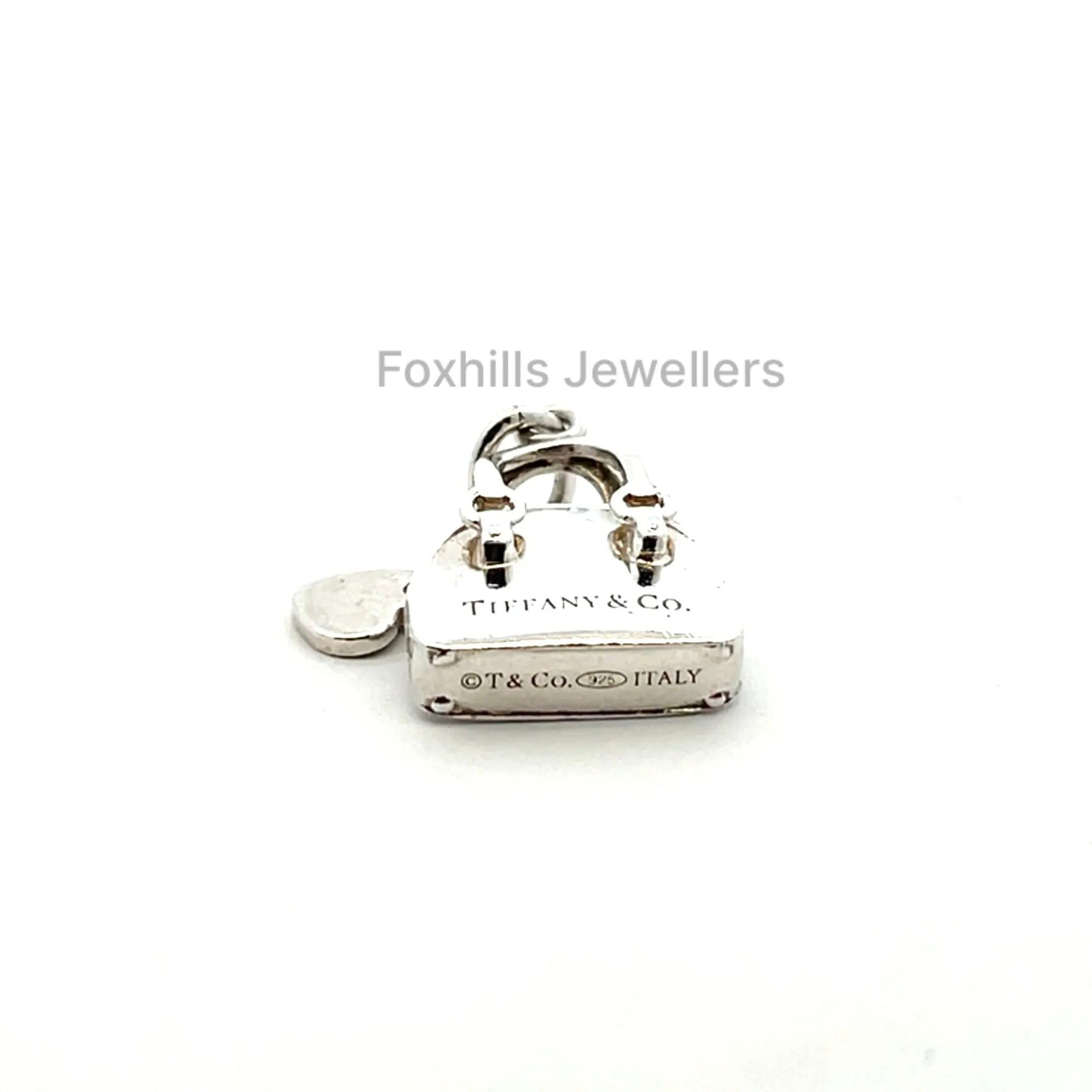 Tiffany & Co Sterling Silver & Blue Enamel Heart Handbag Bag Charm