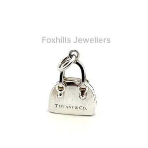 Tiffany & Co Sterling Silver & Blue Enamel Heart Handbag Bag Charm