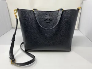 Tory Burch Black Pebbled Leather Top Handle Cross Body Bag