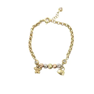 Tri-color Charm Bracelet (14K)