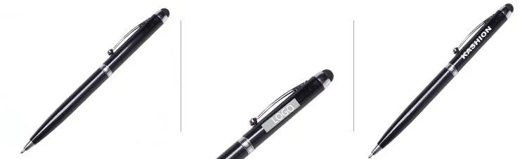 Twist-Type Business Pen With Stylus And Silver Clip