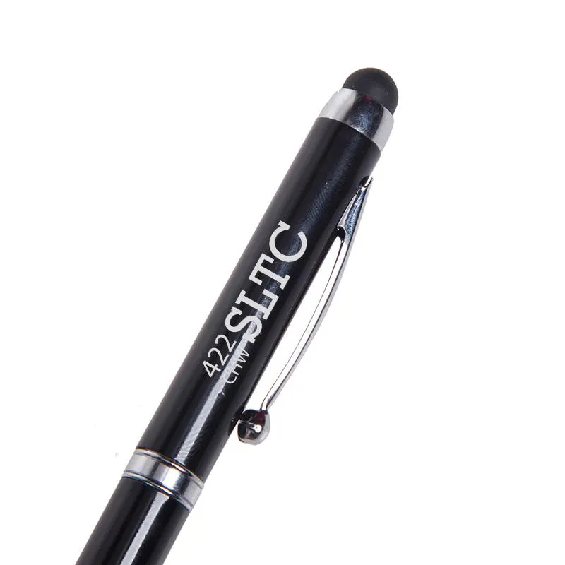 Twist-Type Business Pen With Stylus And Silver Clip