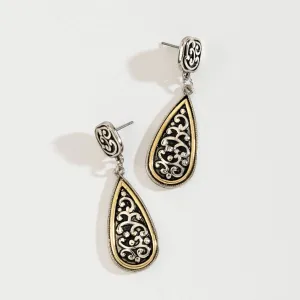 Two Tone Designer Teardrop Pendant Earring