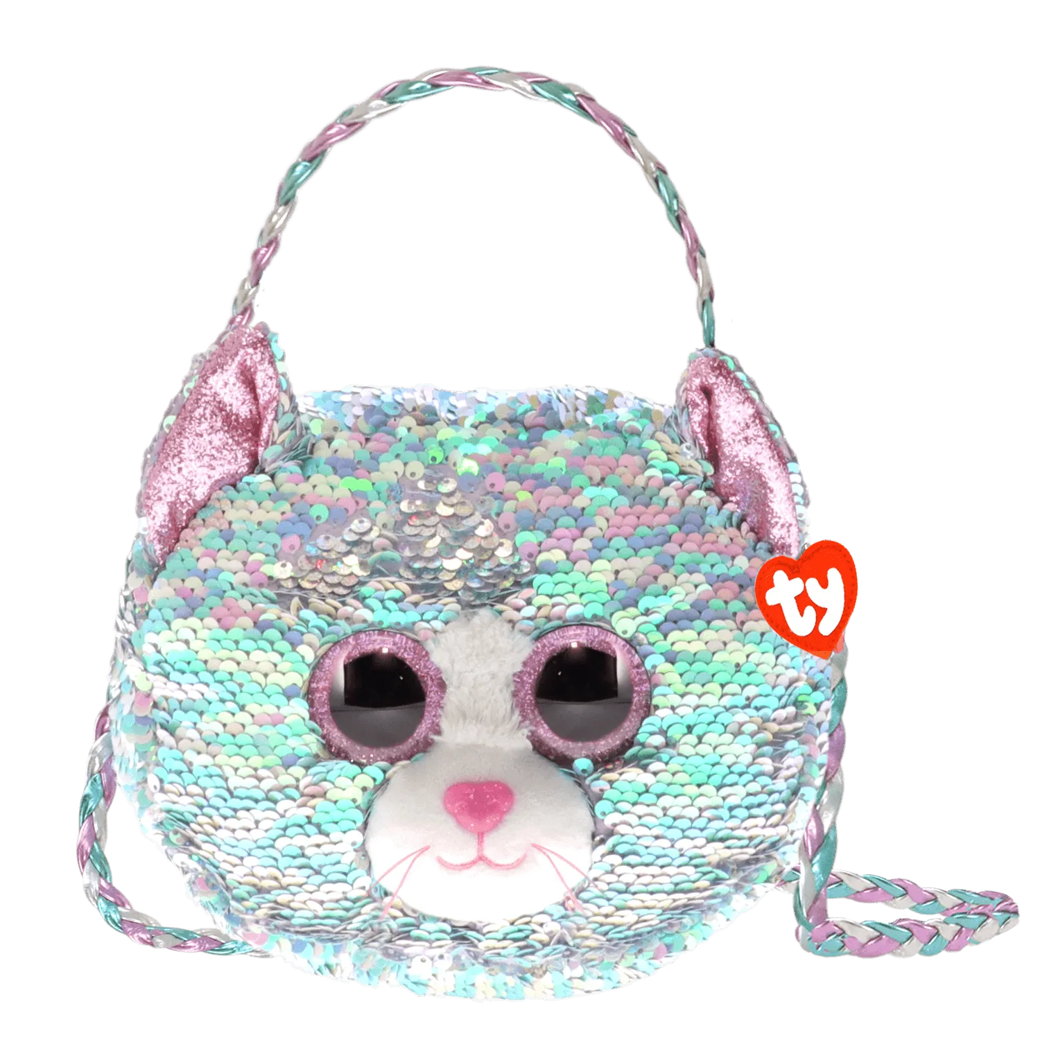 Ty Whimsy the Cat Reversible Sequin Purse