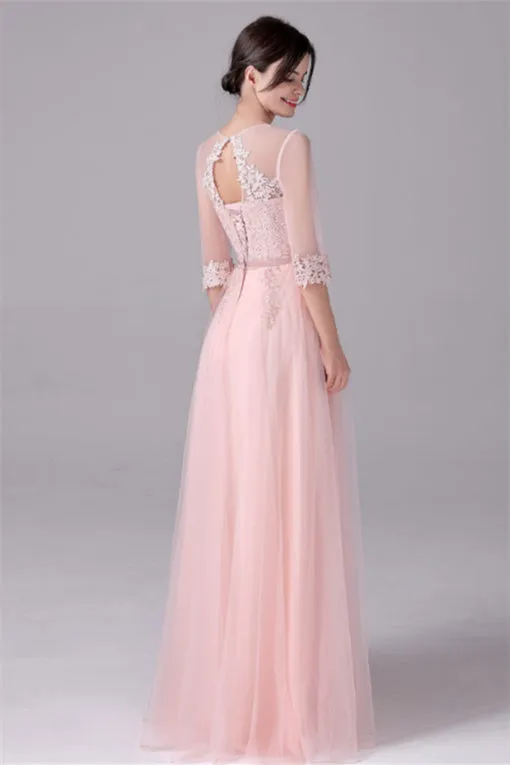 V-neck A-Line Floor Length Long sleeves Lace mother's dress
