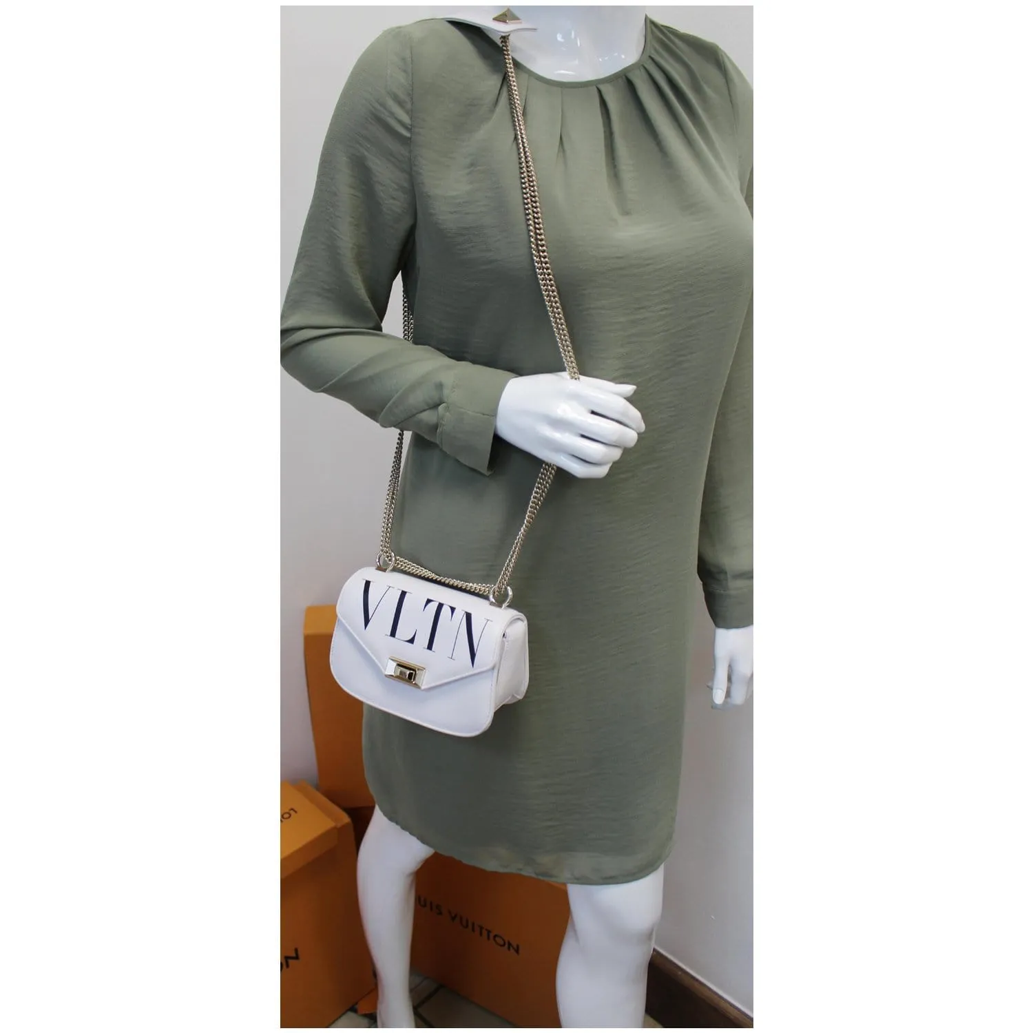 VALENTINO Garavani VLTN Leather Crossbody Bag White - 15% OFF