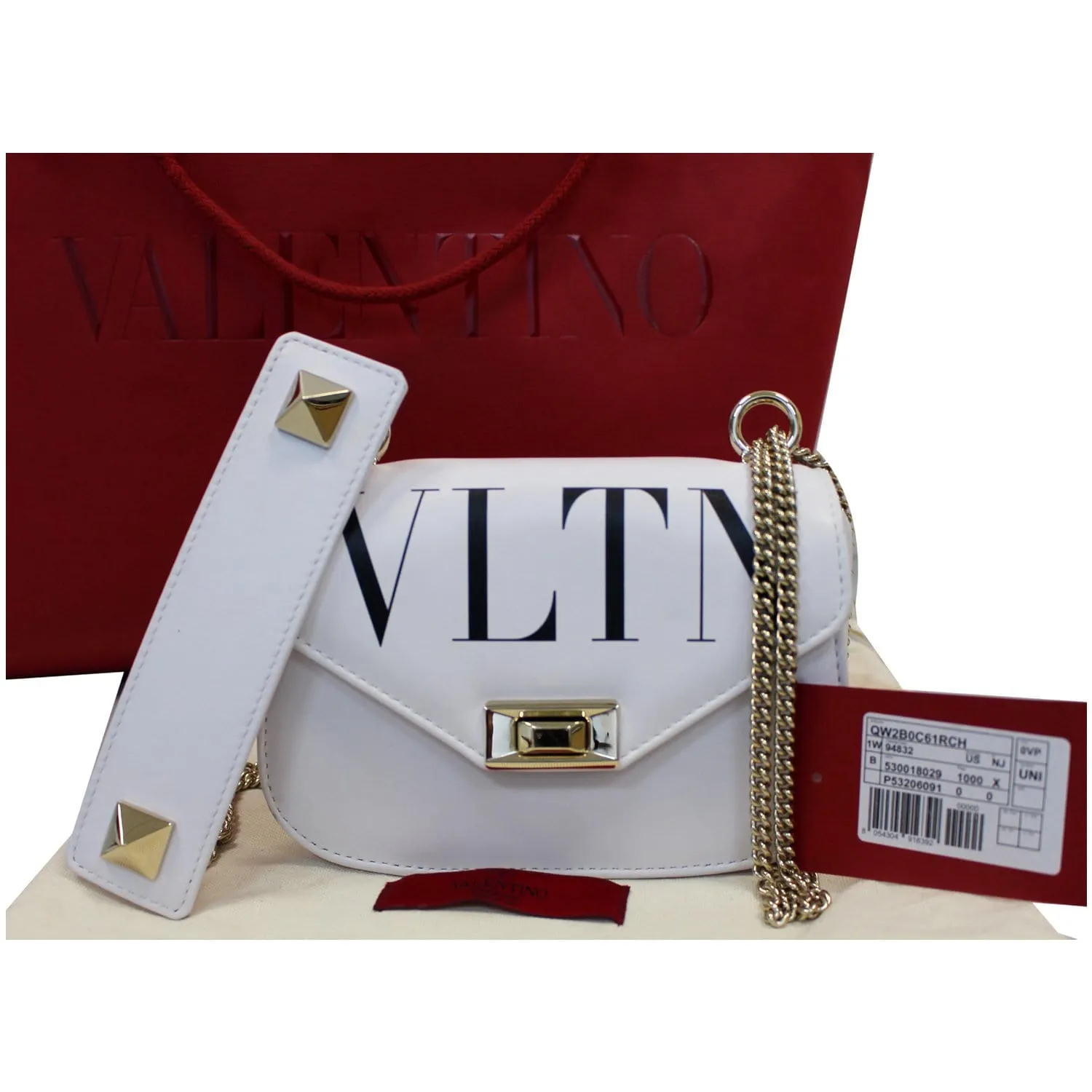 VALENTINO Garavani VLTN Leather Crossbody Bag White - 15% OFF