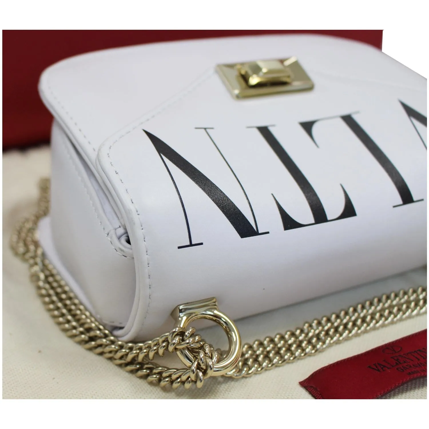 VALENTINO Garavani VLTN Leather Crossbody Bag White - 15% OFF