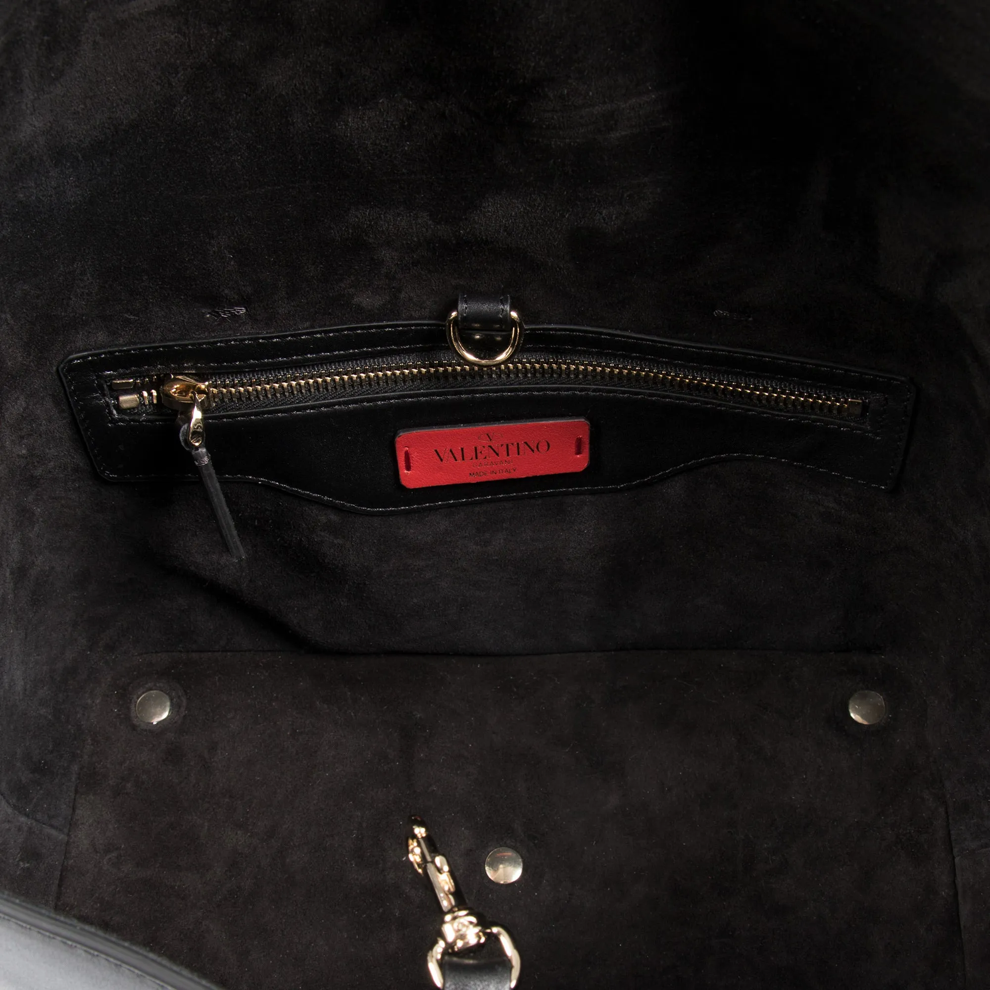 Valentino Small Demilune Double Handle Bag in Black
