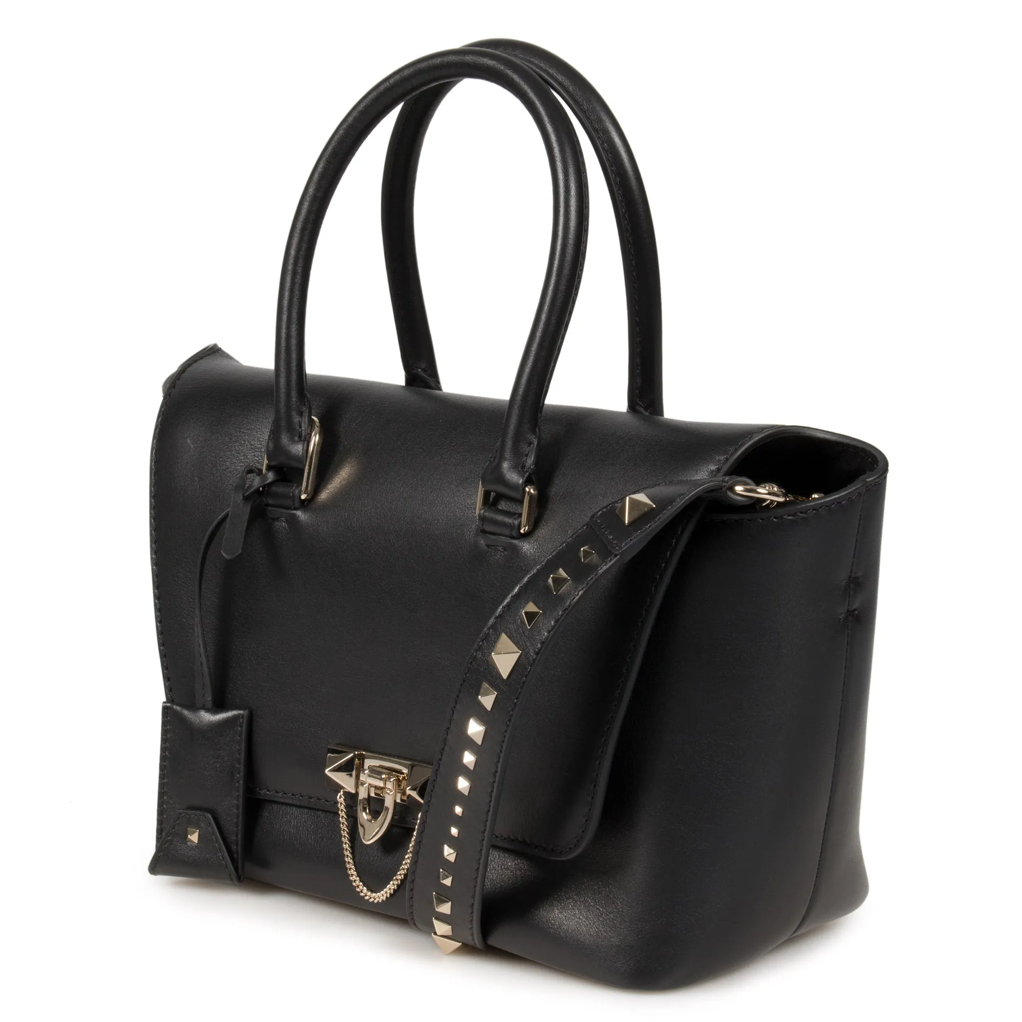 Valentino Small Demilune Double Handle Bag in Black