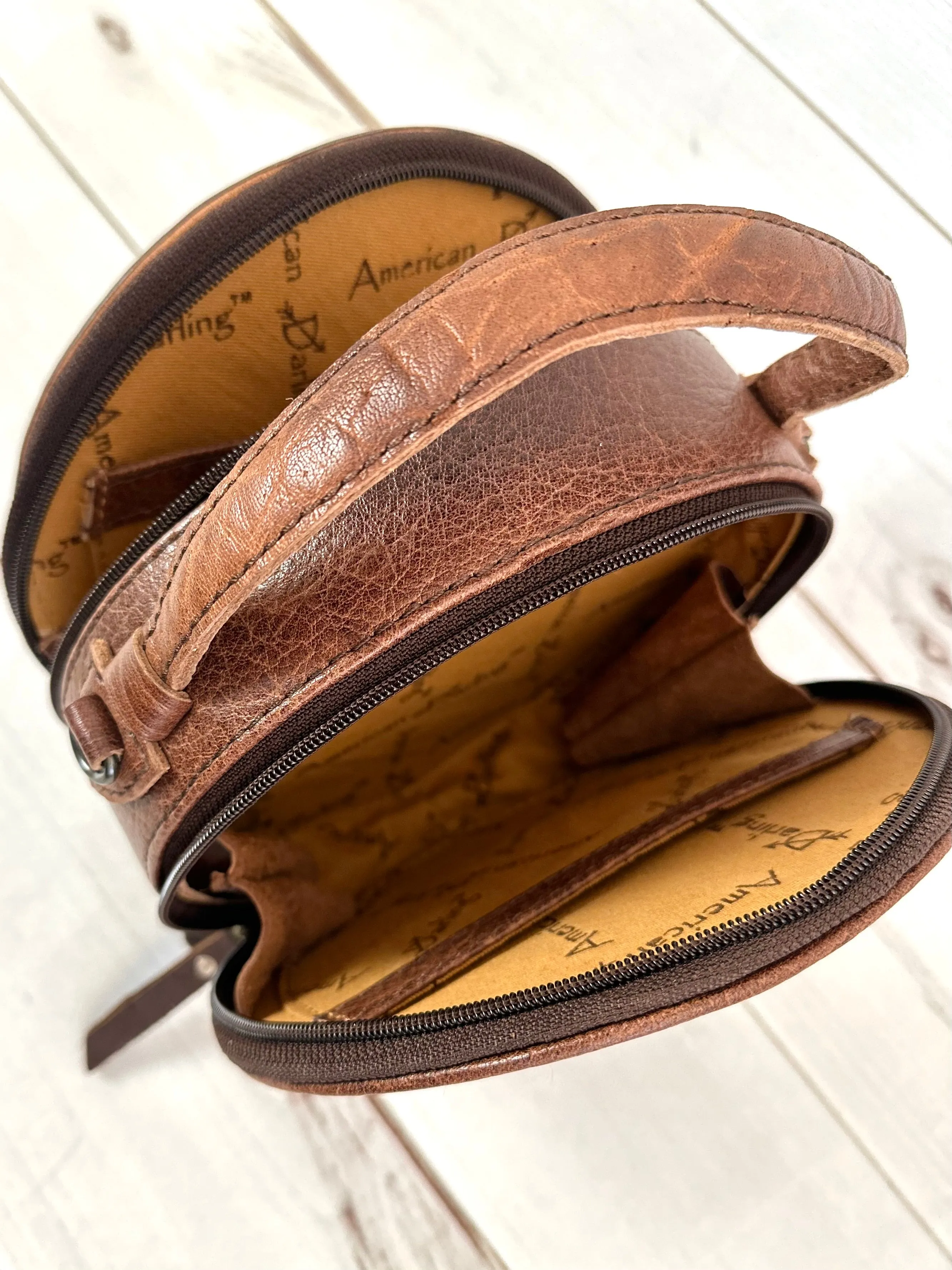 Vegas Aces Leather Tooled Canteen Bag