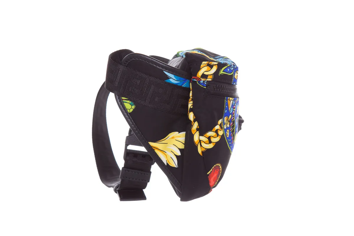 Versace Black & Multi Printed Fanny Pack