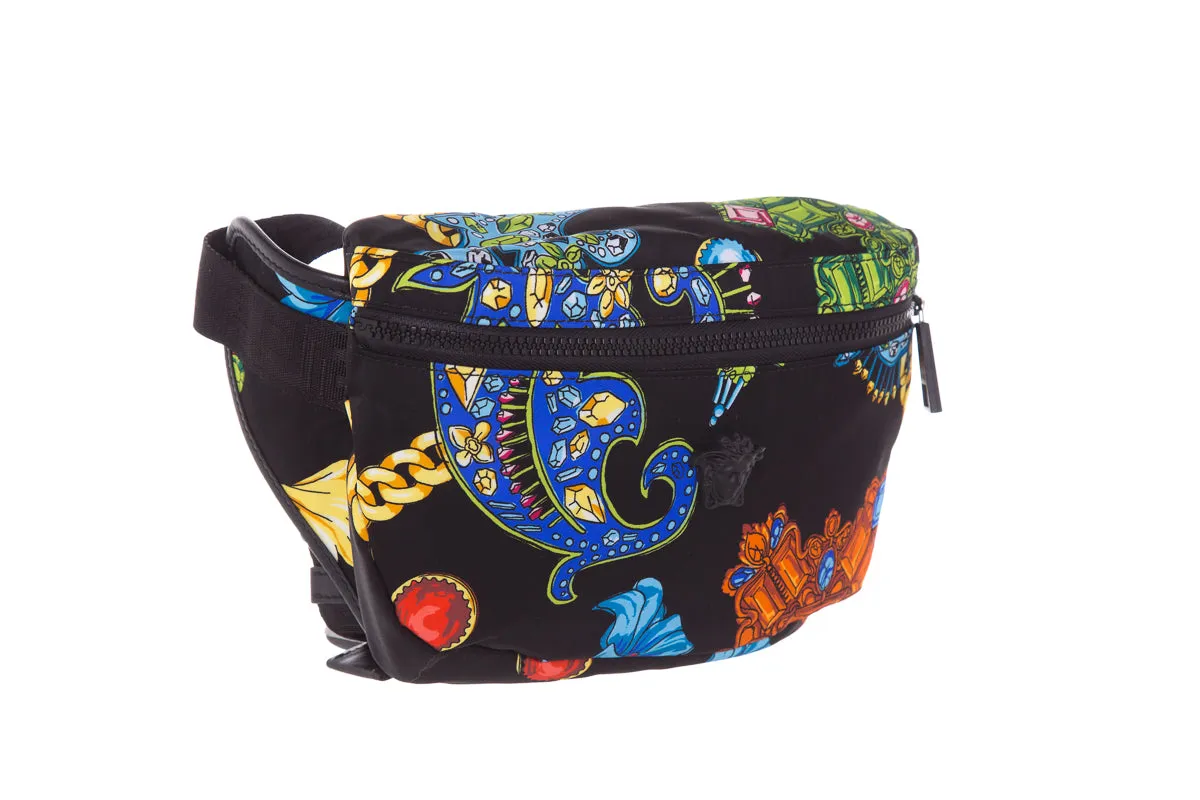 Versace Black & Multi Printed Fanny Pack
